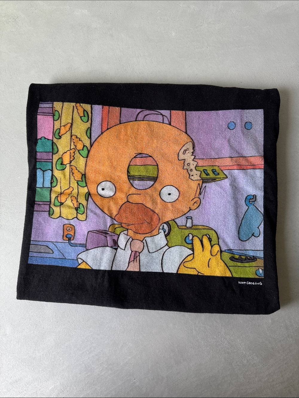 the simpson’s homer simpson donut head t-shirt size large black